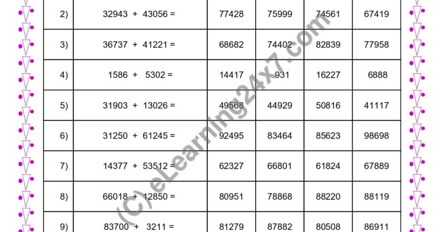 Addition of Two 5 Digits Numbers