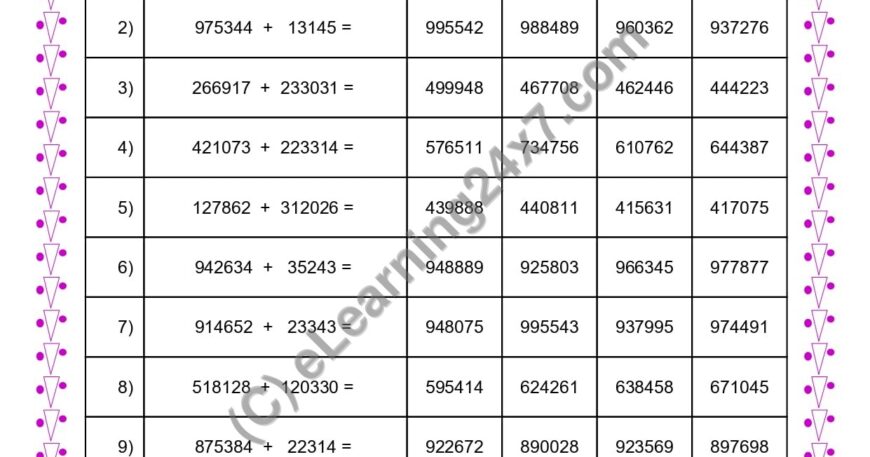 Addition of Two 6 Digits Numbers