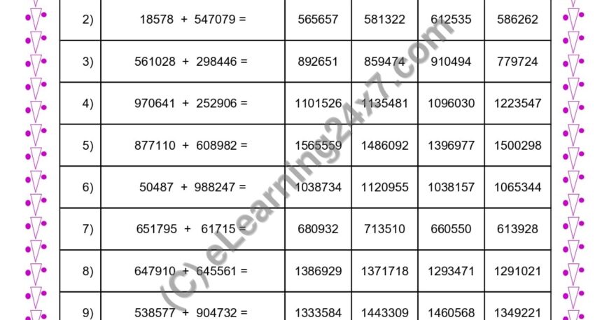 Addition of Two 6 Digits Numbers with Carry