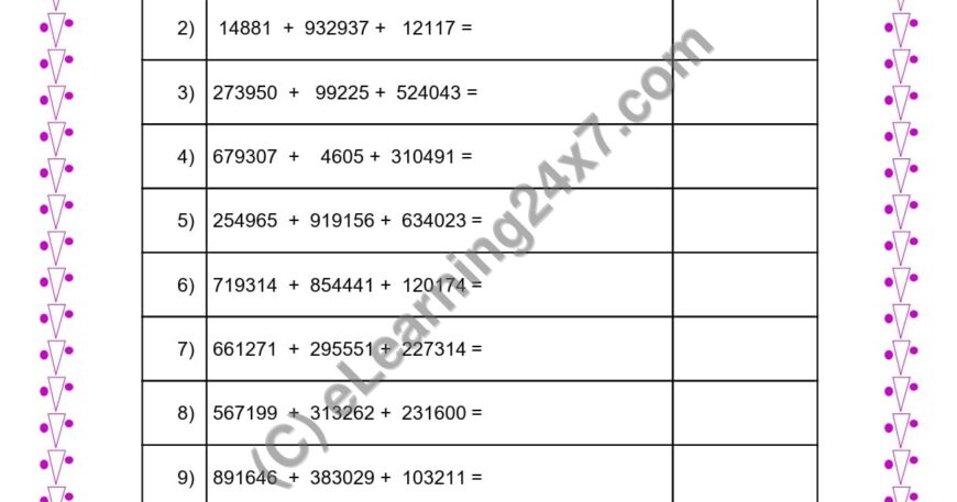 Addition of Three 6 Digits Numbers