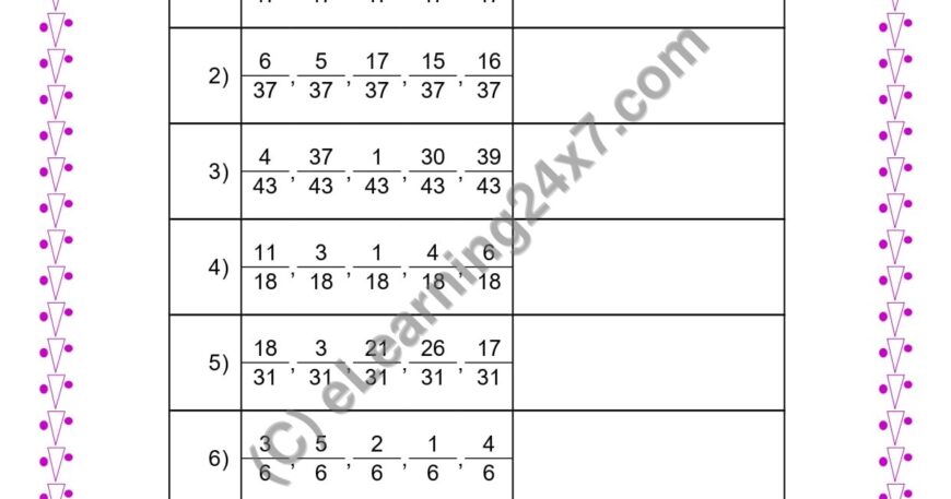 Like Fractions In Ascending Order
