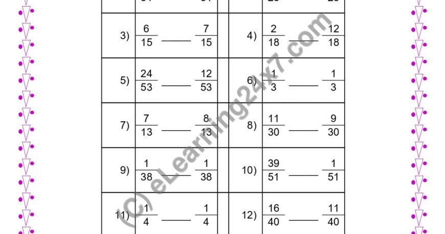 Compare Like Fractions