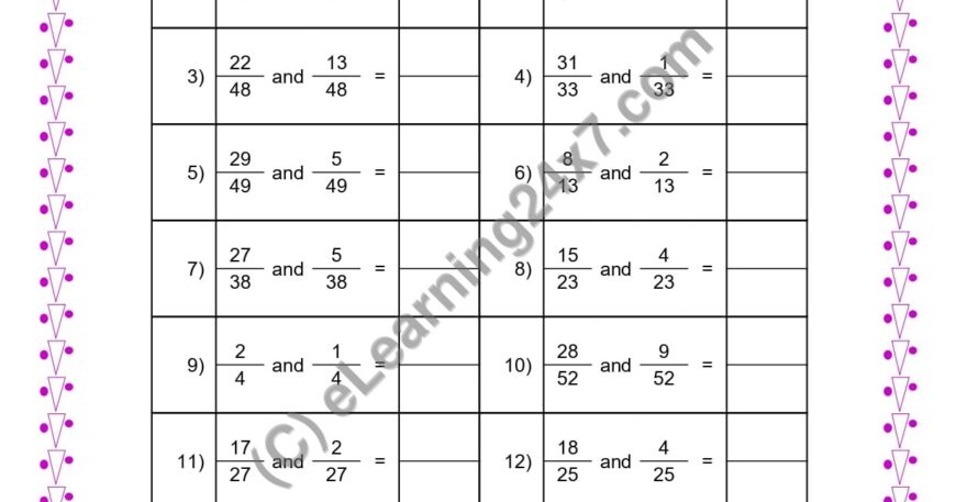 Take Difference Among Like Fractions