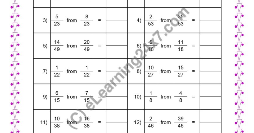 Subtract From Like Fractions