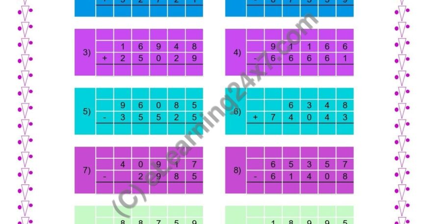 Mixed Sums of 5-Digits With Carry Or Borrow