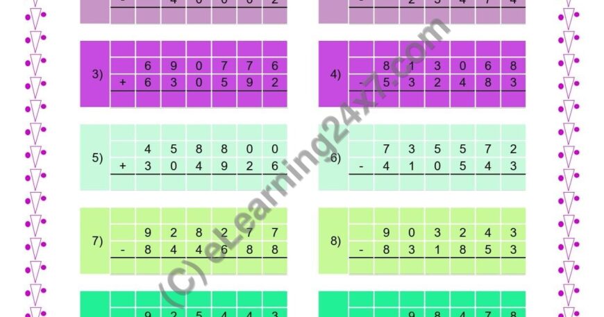 Mixed Sums of 6-Digits With Carry Or Borrow