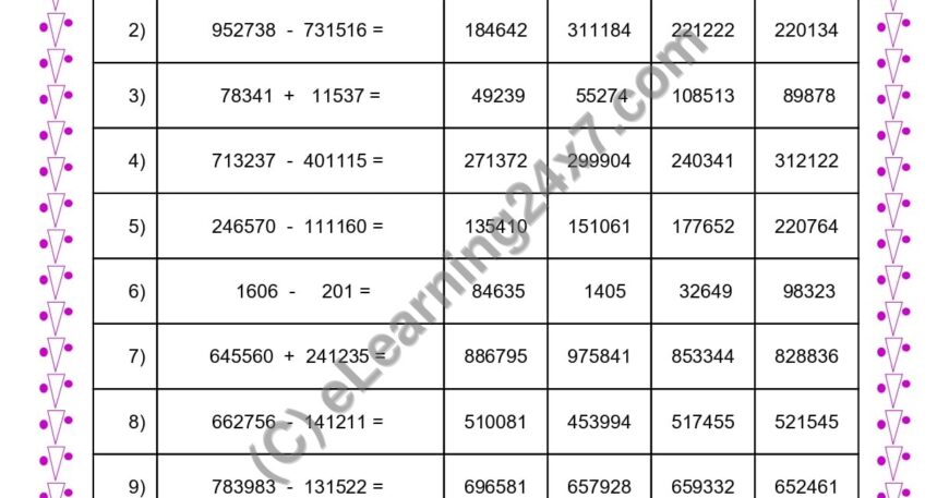 Mixed Sums of 6-Digits MCQs