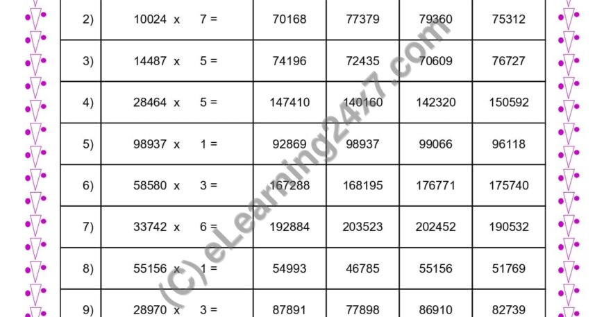Multiplication of 5 Digits Number With 1-Digit Number MCQs