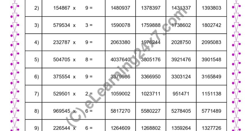 Multiplication of 6 Digits Number With 1-Digit Number MCQs