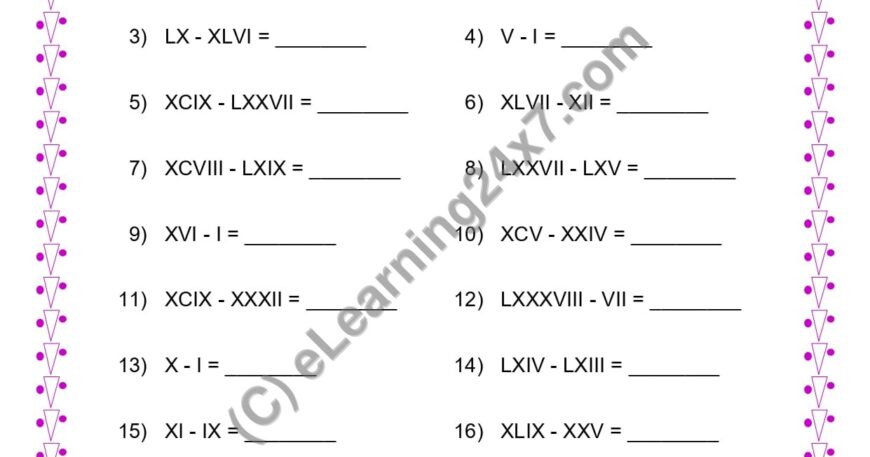 Subtract Roman Numbers