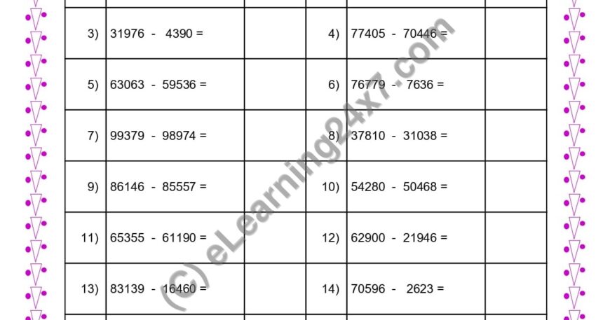 Subtraction of Two 5 Digits Numbers With Borrow