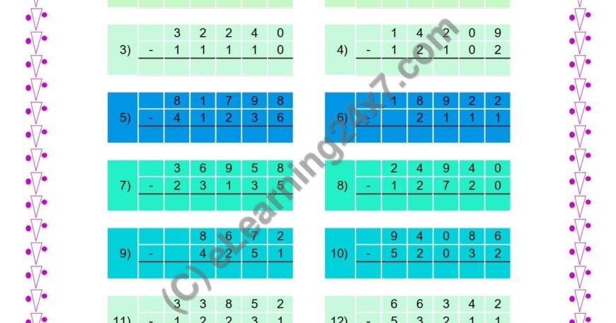 Subtraction of Two 5 Digits Numbers