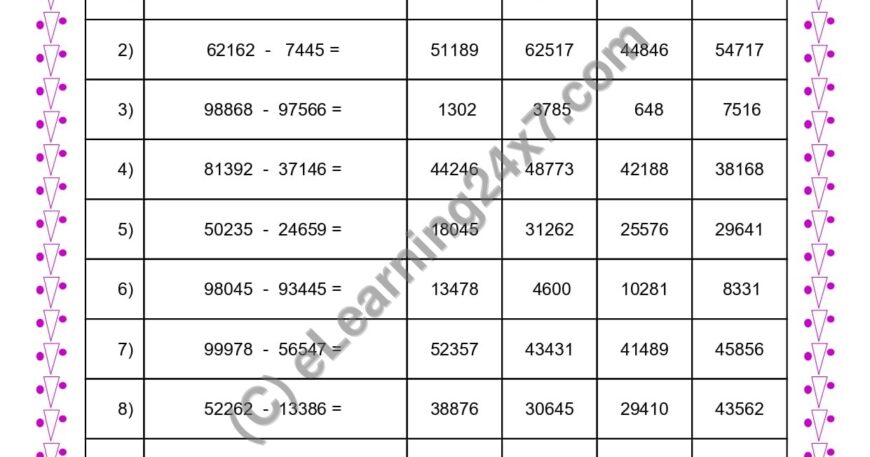 Subtraction of Two 5 Digits Numbers With Borrow