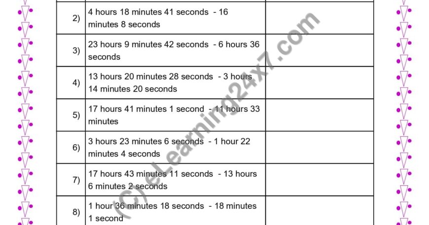 Subtract Time in Hours, Minutes & Seconds