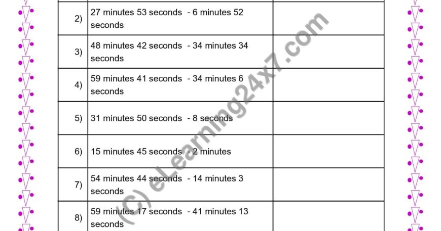 Subtract Time in Minutes & Seconds