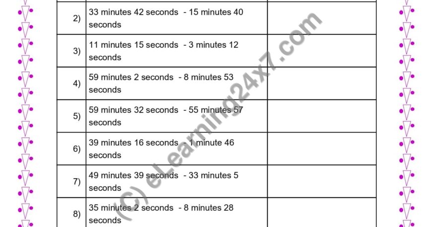 Subtract Time in Minutes & Seconds With Borrowing