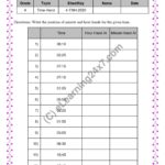 Grade 4, Maths, Time - Identify Clock Hand Locations for Time, printable PDF, instant download