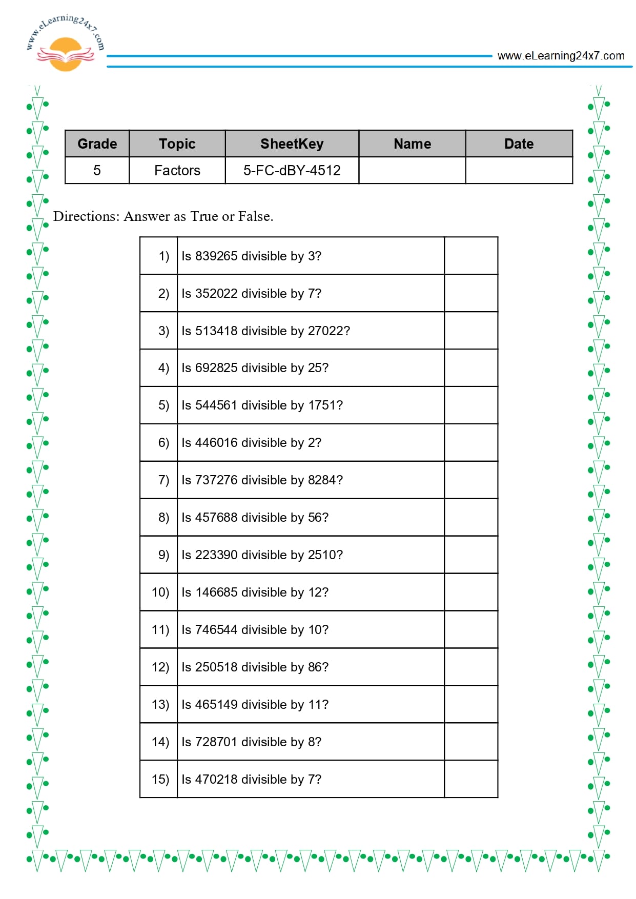 Grade 5 Factors