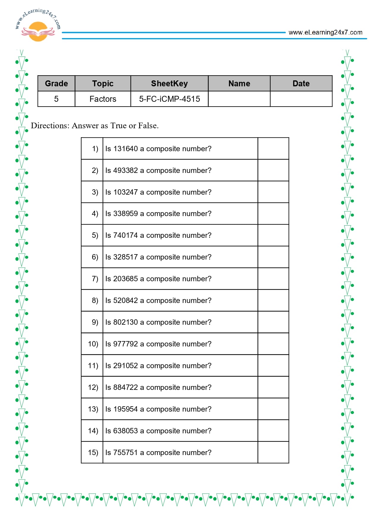 Grade 5 Factors