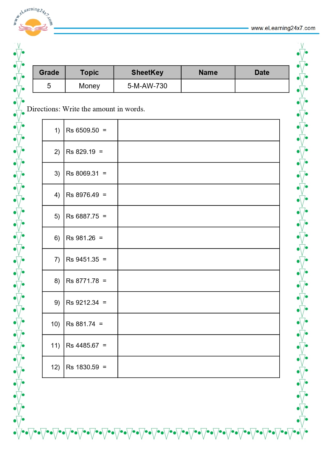 Grade 5 Money