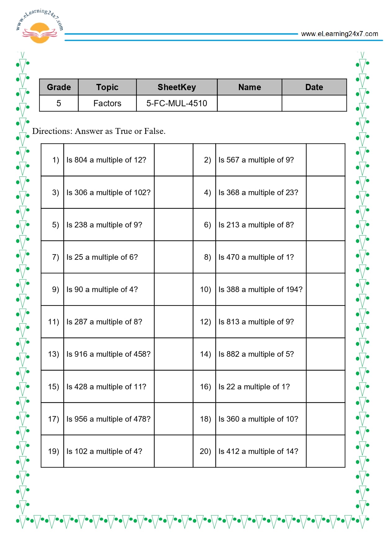 Grade 5 Factors