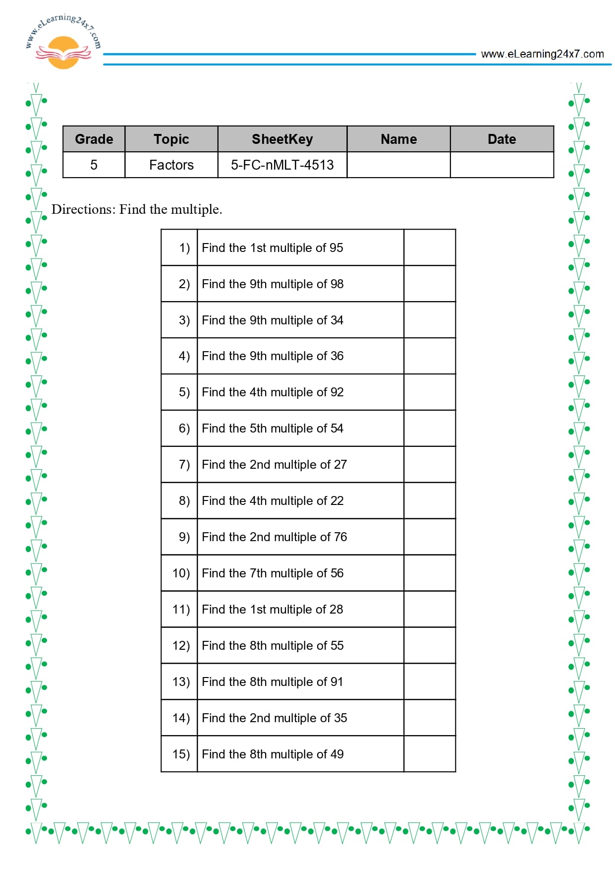Grade 5 Factors