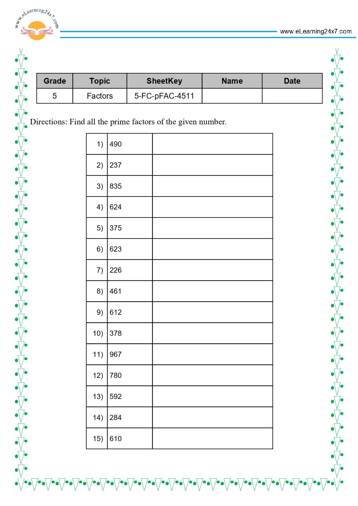 Grade 5 Factors