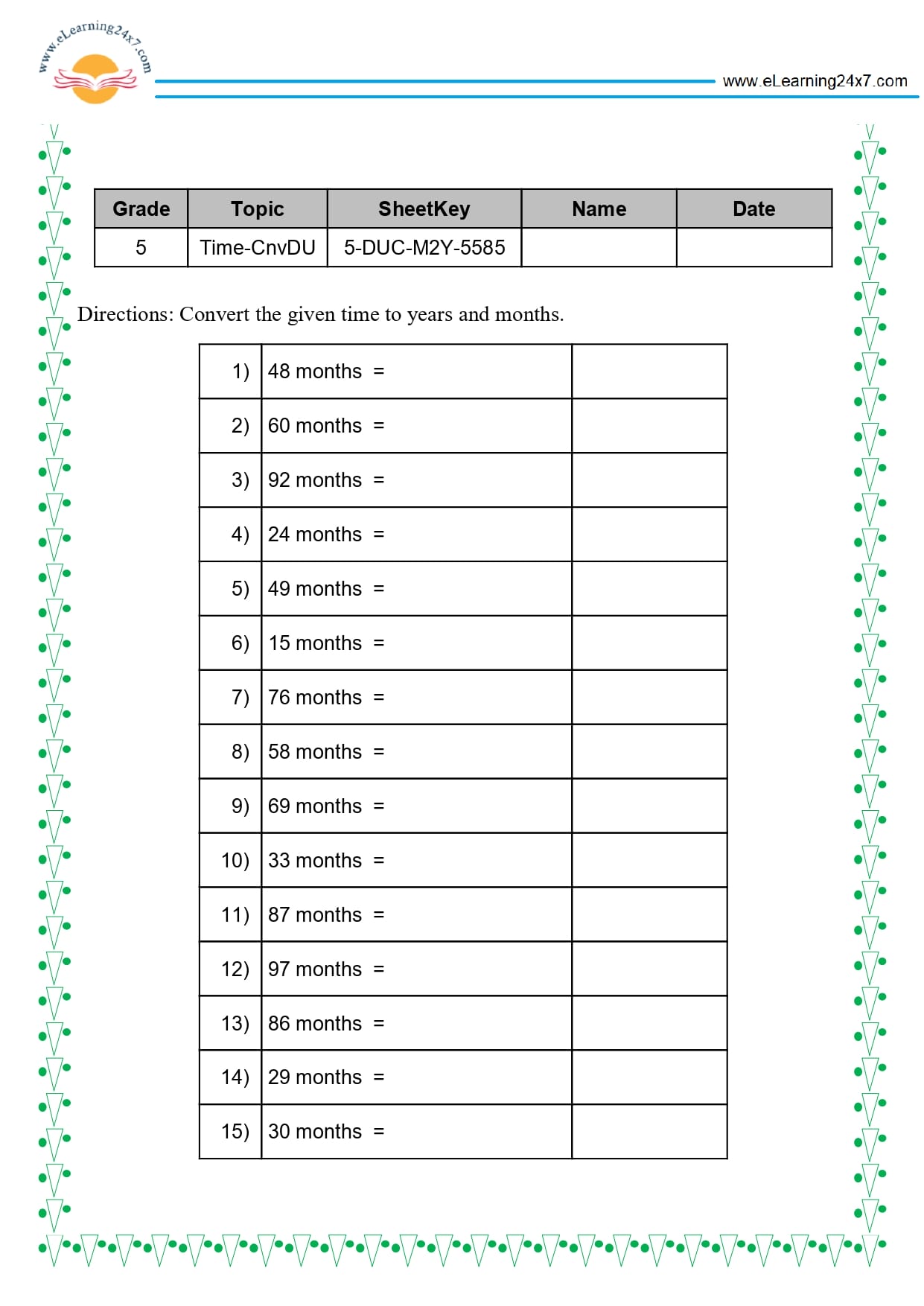 Grade 5 Time Conversion