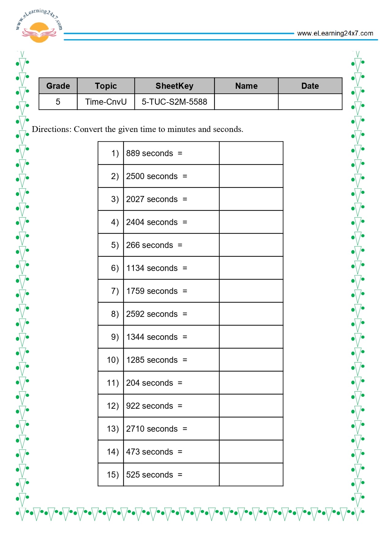 Grade 5 Time Conversion