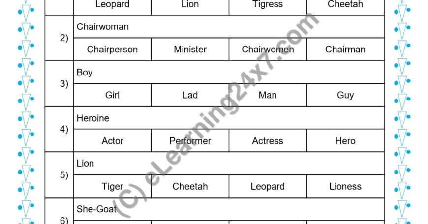 Grade 1, English, Gender - Pick The Correct Gender, printable PDF, instant download