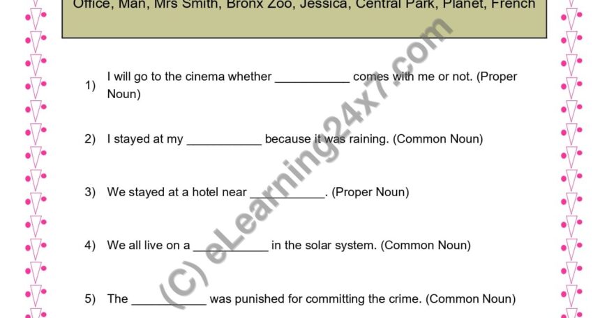 Grade 3, English, Noun - Fill Blanks With Noun, printable PDF, instant download