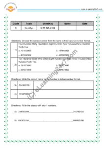 Grade 5, Maths - Number System Mock Test Paper, printable PDF, instant download
