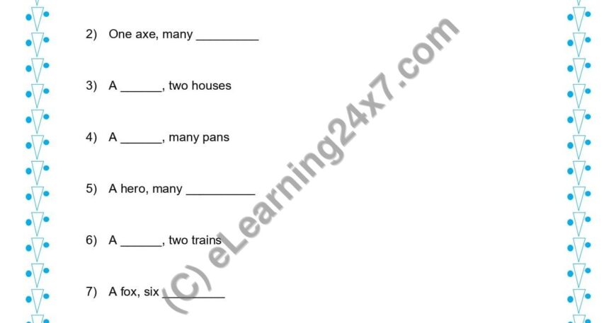 Grade 1, English, Singular Plural - Add Missing Singular Or Plural, printable PDF, instant download
