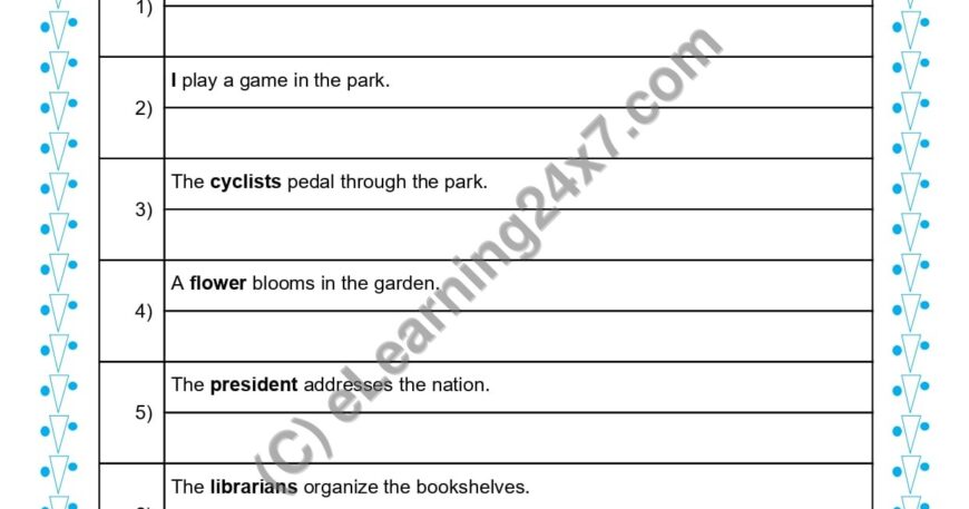 Grade 1, English, Singular Plural - Rewrite Sentence By Converting, printable PDF, instant download