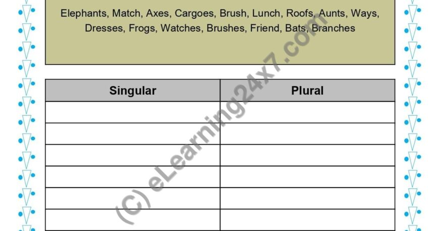 Grade 1, English, Singular Plural - Separate Singular And Plural, printable PDF, instant download