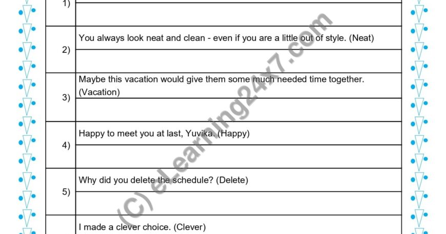 Grade 1, English, Synonyms - Rewrite Sentence, printable PDF, instant download