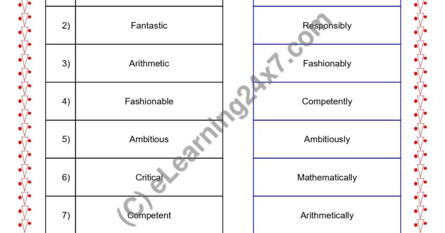 Grade 2, English, Adverbs - Match The Pairs, printable PDF, instant download