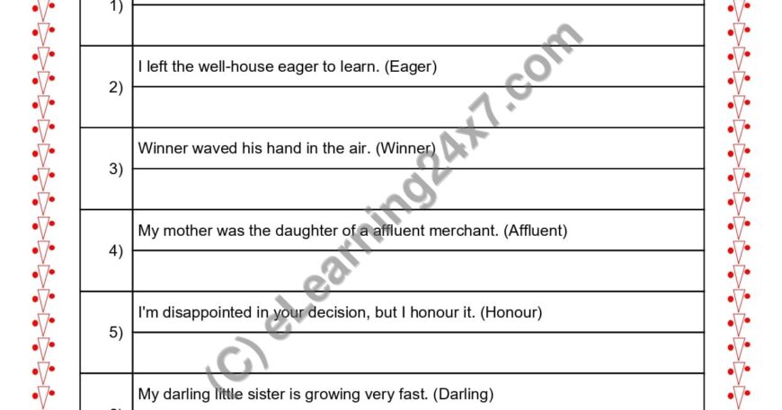 Grade 2, English, Synonyms - Rewrite Sentence, printable PDF, instant download