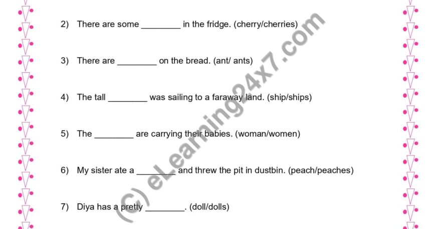 Grade 3, English, Singular Plural - Fill The Blank, printable PDF, instant download