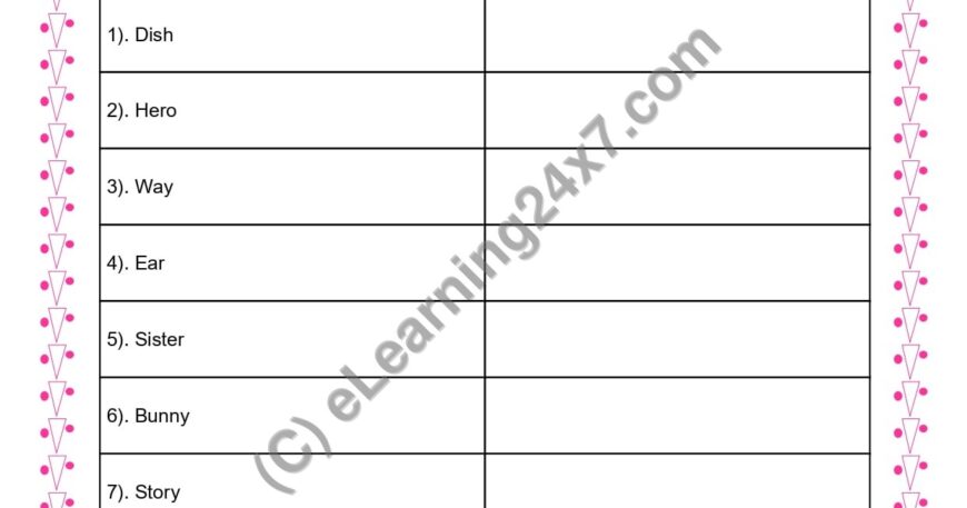 Grade 3, English, Singular Plural - Plural, printable PDF, instant download