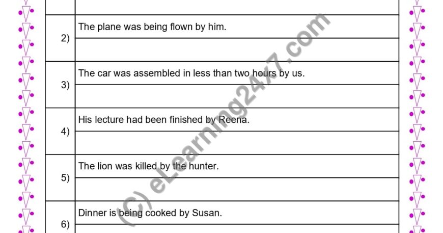 Grade 4, English, Active Passive - Convert Passive To Active Voice, printable PDF, instant download