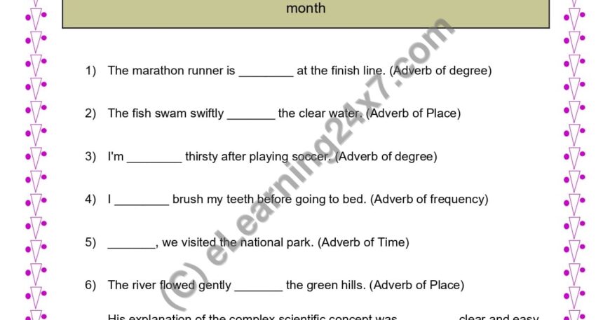 Grade 4, English, Adverbs - Fill The Blank, printable PDF, instant download