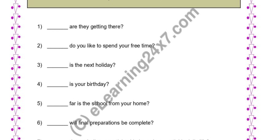 Grade 4, English, Adverbs - Interrogative Adverbs, printable PDF, instant download