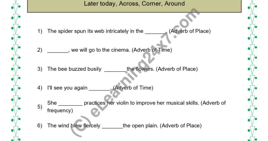 Grade 5, English, Adverbs - Fill The Blank, printable PDF, instant download