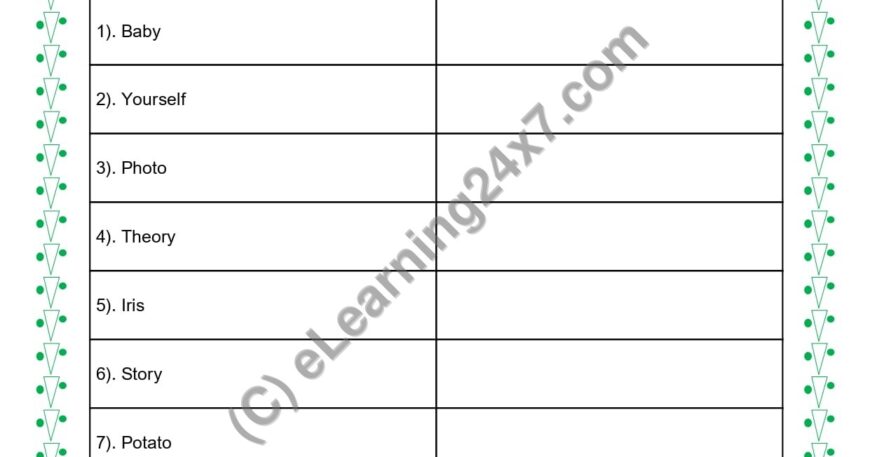 Grade 5, English, Singular Plural - Plural, printable PDF, instant download