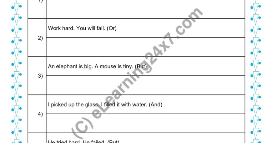 Grade 1, English, Conjunction - Join Sentences Using Conjunctions, printable PDF, instant download