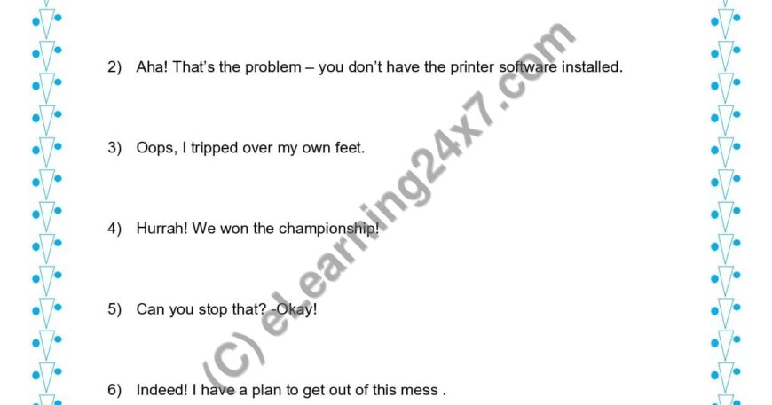 Grade 1, English, Interjection - Underline Interjection, printable PDF, instant download