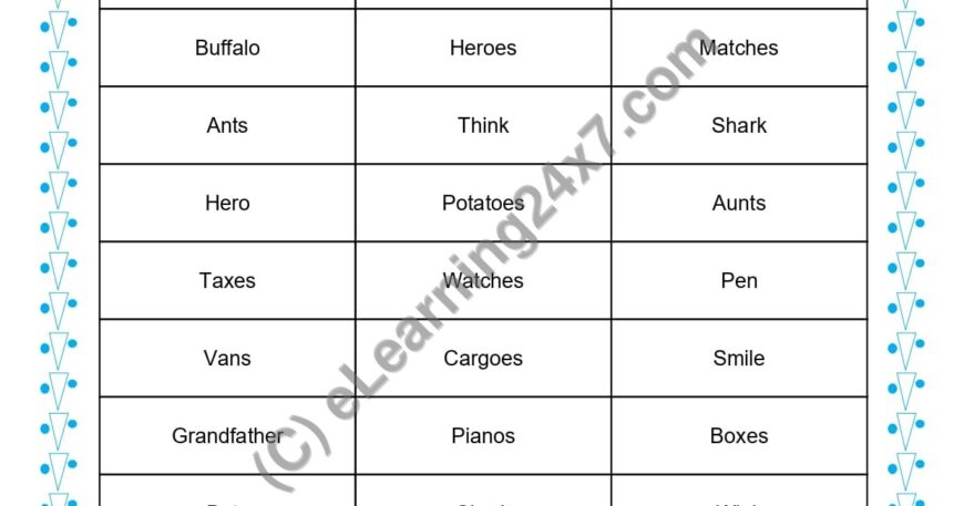 Grade 1, English, Singular Plural - Color Plural Words, printable PDF, instant download