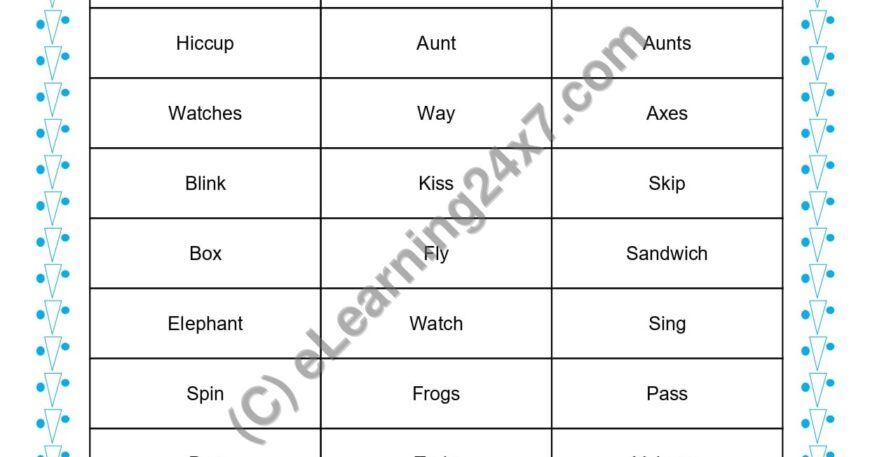 Grade 1, English, Singular Plural - Color Singular Words, printable PDF, instant download