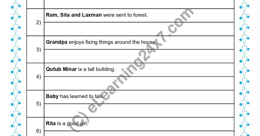 Grade 1, English, Pronoun - Rewrite Sentences Using Pronoun, printable PDF, instant download
